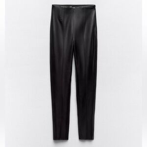Zara Faux Leather High-Waisted Leggings in Black